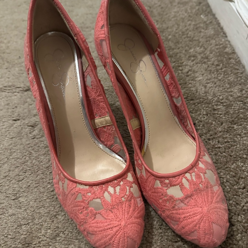 Jessica Simpson Coral Lace Pumps